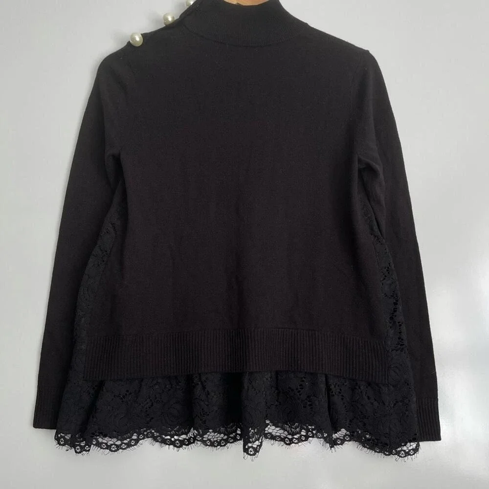 SPRING SALE! Kate Spade Broome Street Lace Pearl Button Black‎ Sweater Small